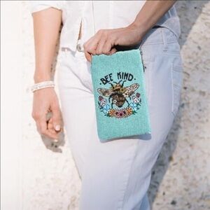 Bamboo Trading Bee Kind Club Bag, 7.5-inch Height - Teal